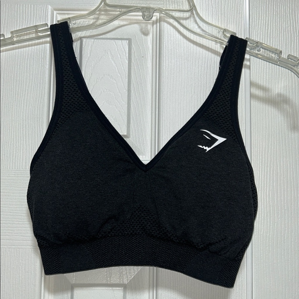 Gymshark Black Grey Sports Bra - Size Small